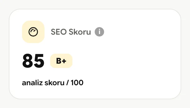 SEO, GEO, Schema ve Performans skorları ve altlarındaki harf notları